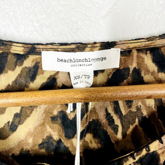 NEW! beach lunch lounge Animal Print Scoop Neck Tunic Blouse Top Long Sleeve- XS - Picture 3 of 4